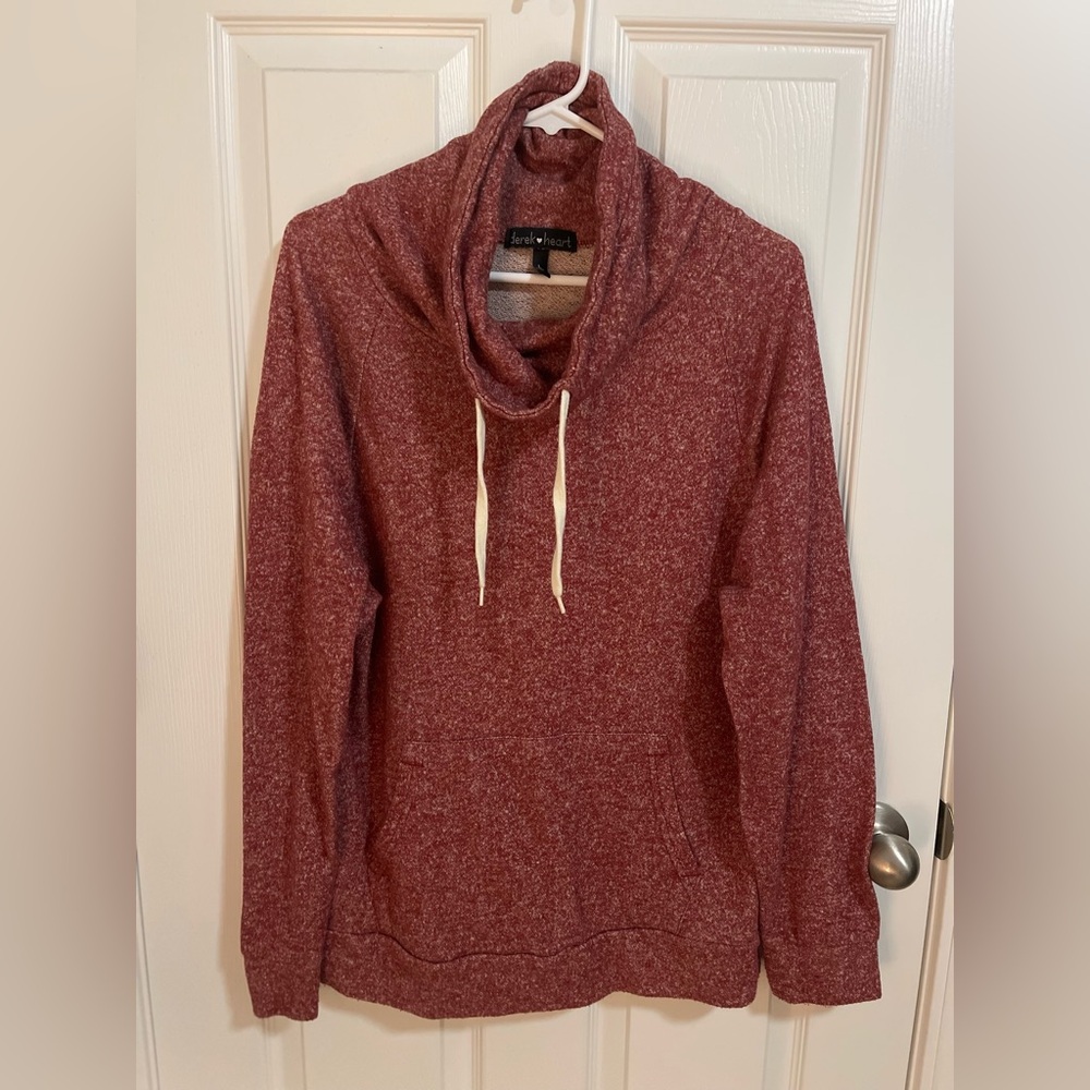 Derek Heart Red Cowl Neck Sweater